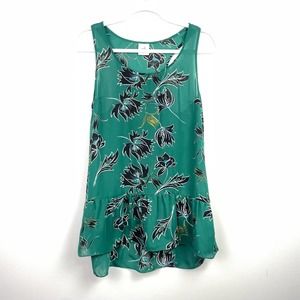 CAbi Style 3276 Green Floral Ruffle Blouse Size Small